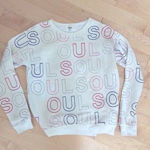 white soulcycle sweatshirt